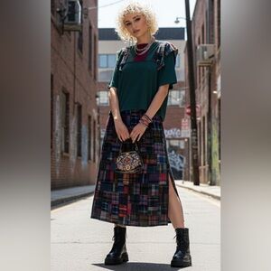 Jaybird Plaid Patchwork 2 piece skirt set preppy grunge cottagecore sz M/L VTG